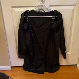 Cold shoulder button up dress